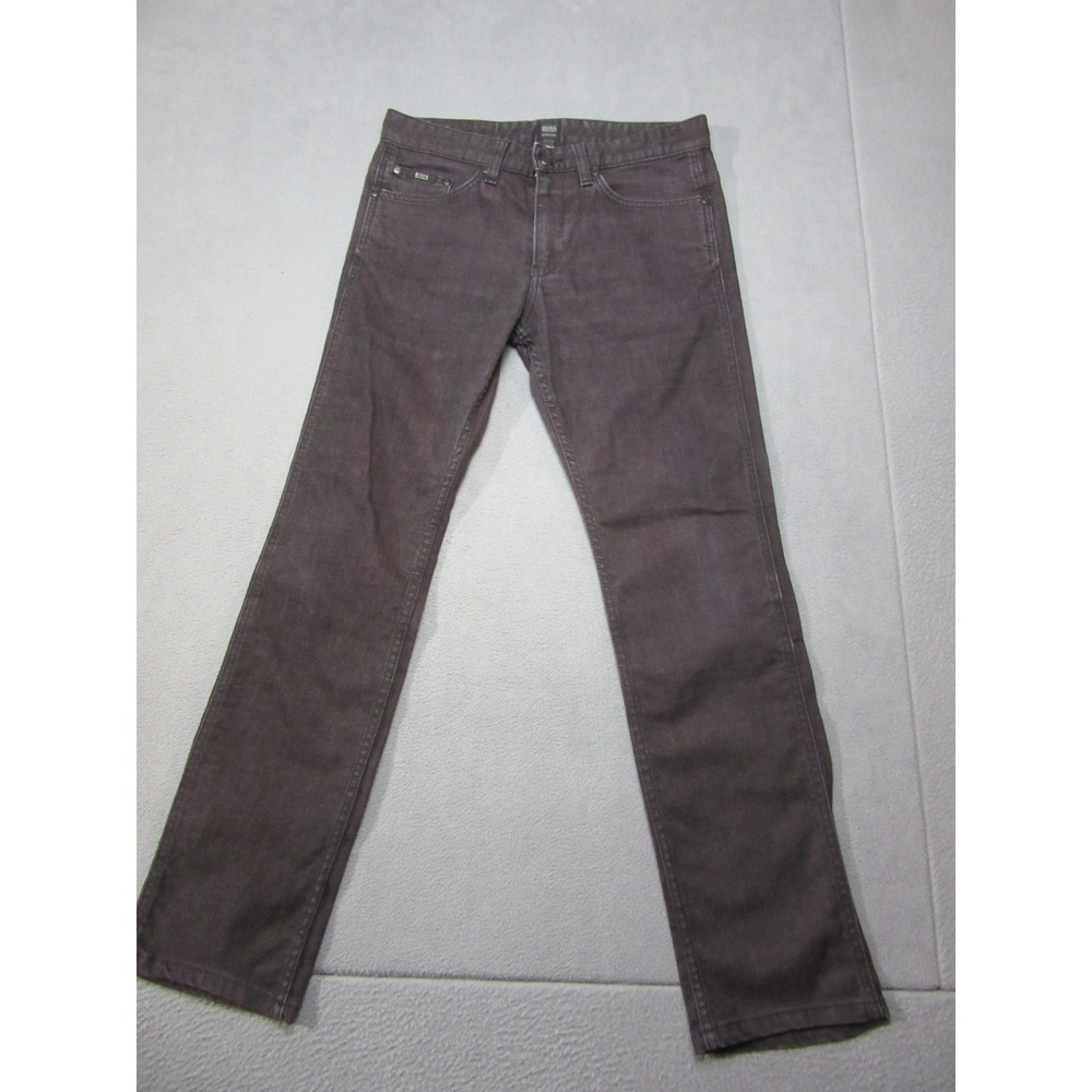 Hugo Boss Jeans Mens 31x32 Gray Brown Denim Delaware Slim Fit Stretch Low Rise